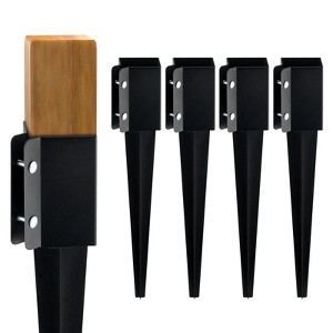 VEVOR Fence Post Anchor Ground Spike, 4 Pack 24 x 4 x 4 Inches Outer Diameter (Inner Diameter 3.5 x3.5 Inches), Metal Black Powder Coated - 1 of 4