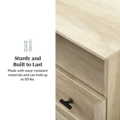 Transitional 2 Drawer Nightstand White Oak - Walker Edison