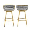DOMETOUR Swivel Counter Height Bar Stools Set of 2 with Hand-Woven Backrest & Metal Legs Low Back Upholstered Chairs for Island Dining Room - 4 of 4
