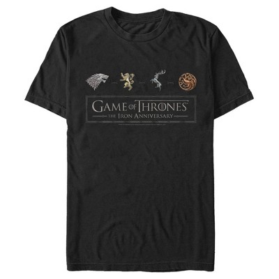 Men's Game of Thrones Iron Anniversary Metal Crests Logo T-Shirt