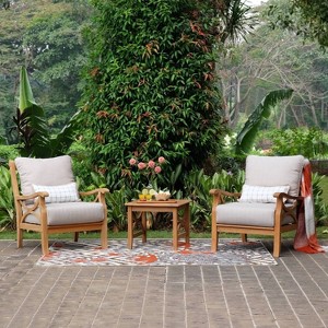 Cambridge Casual 3pc Abbington Teak Outdoor Patio Small Space Chat Furniture Set with Cushion - 1 of 4