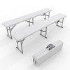 TROPOW Portable Folding Bench 6 Foot 2 Pack, Plastic Foldable Bench HDPE BenchTop with Carrying Handle for Outdoor Picnic Sports Activities - White - 4 of 4