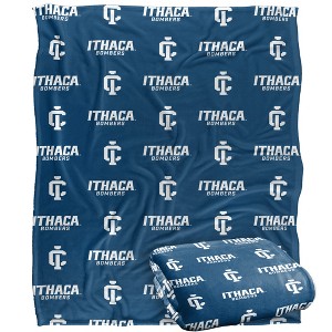 Ithaca College Logo Pattern Silky Touch Blanket White 50x60 - 1 of 4