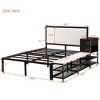 Okak Full Bed Frame with Two-Tier Storage Shelves, Metal Full-size Bed, Wooden Storage Cabinet for Bedroom, Living Room - 3 of 4