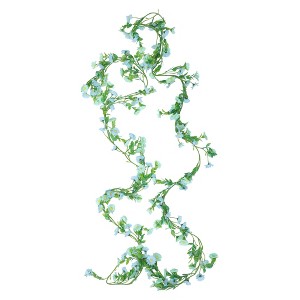 Unique Bargains Artificial Flowers Hanging Vine Plastic Flowers Vine Garland 82.7" Blue Cyan 2 Pcs - 1 of 4