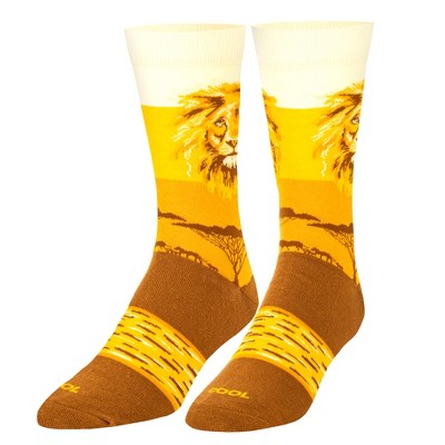 Cool Socks, Lion Safari, Funny Novelty Socks, Large