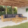 vidaXL Solid Teak Wood 6-Piece Lounge Set with Cushions - Dark Gray Comfortable Cushioned Outdoor Patio Furniture for Garden and Terrace - 2 of 4
