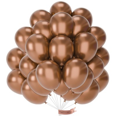 PartyWoo Balloons Metallic Copper Chrome 12 Inch 50 pcs