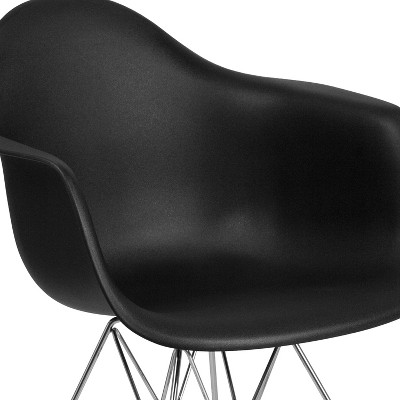 Sleek Black Polypropylene Accent Chair with Geometric Chrome Base