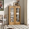 FUFU&GAGA Wooden Glass - Door Display Cabinet Storage Cabinet- 4 - Shelf Organizer for Kitchenware & Decor Accent Cabinet - 2 of 4