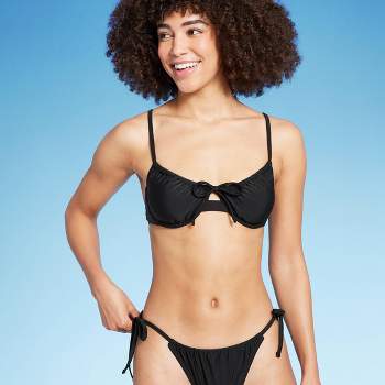 Women's Twist-front Bralette Bikini Top - Wild Fable™ Black Xl