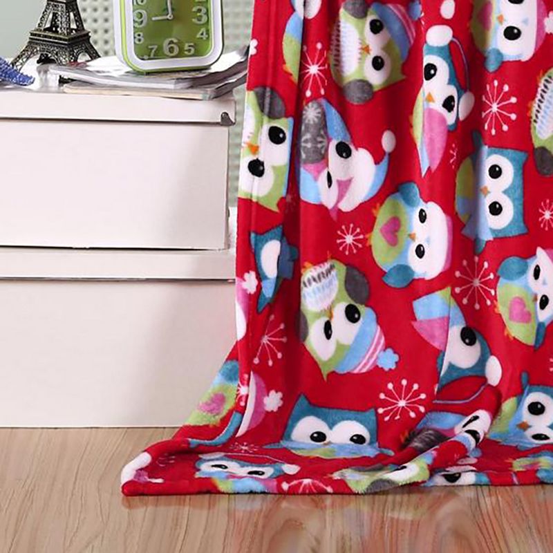Plazatex Holiday "Owl" Design Micro Plush Throw Blanket - (50"x60") in Multicolor, 2 of 4