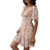 Anna-Kaci Women's Short Sleeve V-Neck Mini Dress with Ruffle Hem and Abstract Print - 2 of 4