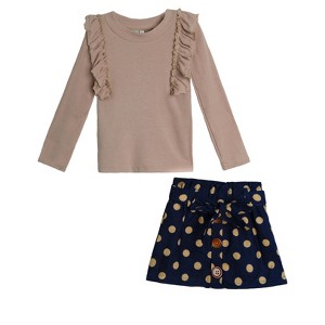 Autumn Dot Ruffled Top and Corduroy Skirt Set Mia Belle Girls - 1 of 4