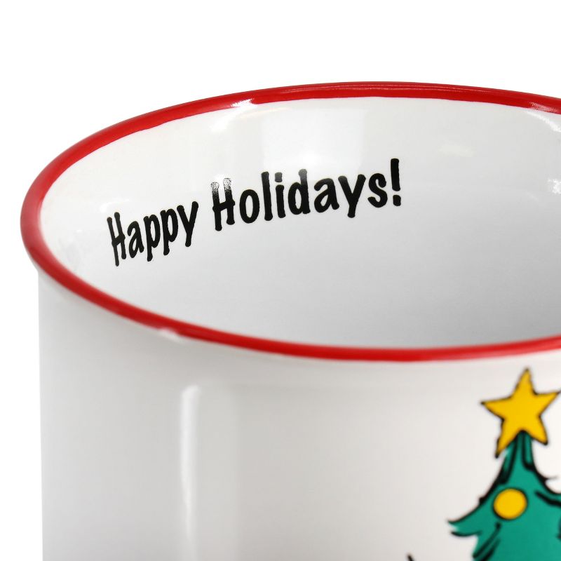 Peanuts Charlie Brown and Friends 4 Piece 21oz Stoneware Happy Holidays Mug Set in Red and Multi, 4 of 8