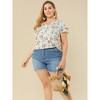 Agnes Orinda Women's Plus Size Floral Ruffle Trim V Neck Button Layered Sleeve Blouses - 3 of 4