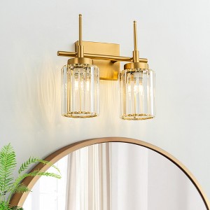 LLHZSY Modern Bathroom Vanity Wall Light Cylinder Bathroom Crystal Wall Sconces - Gold/Black-1/2/3/4/5 light - 1 of 4