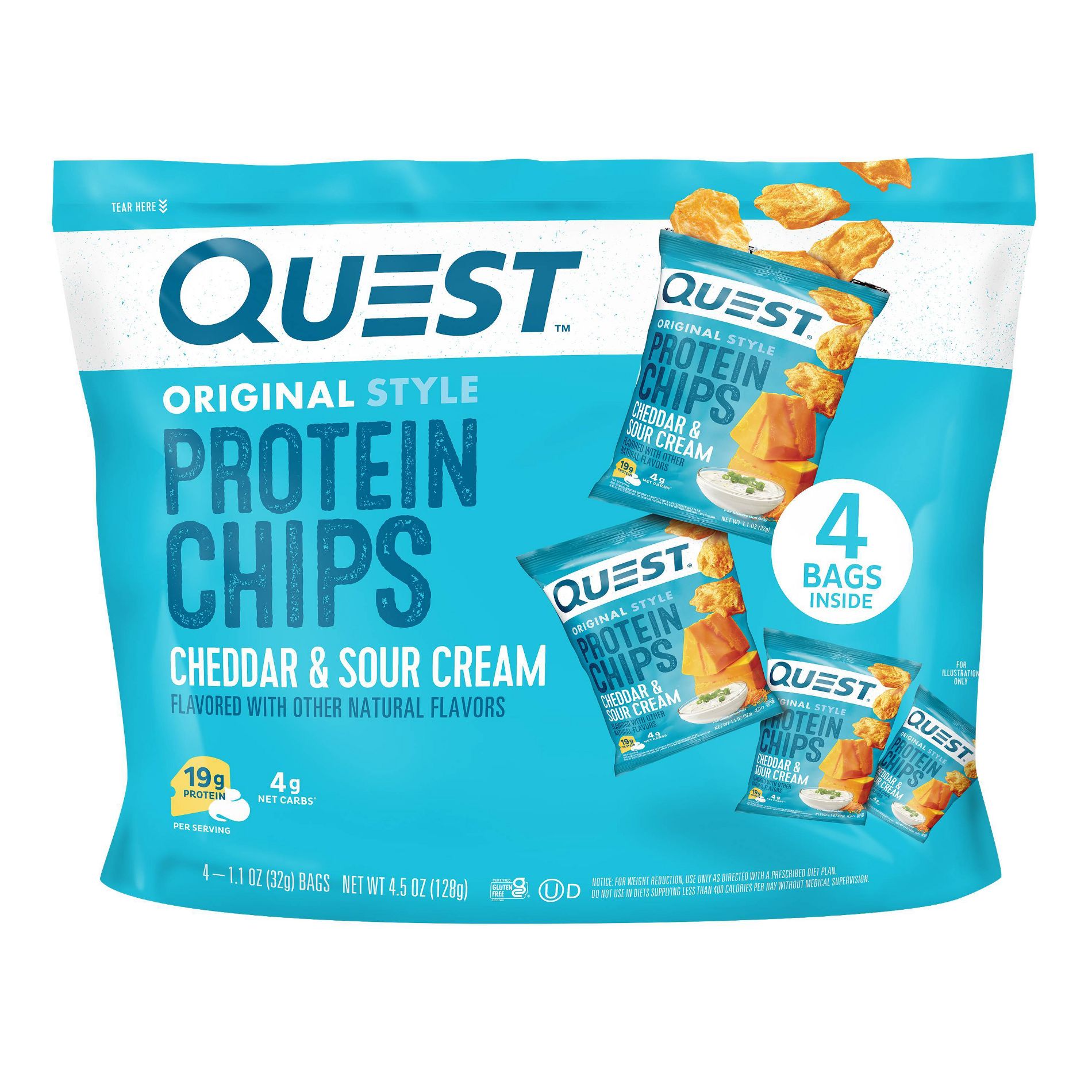 Quest Nutrition Protein Chips - Cheddar & Sour Cream - 4ct