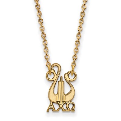 Black Bow Jewelry 14k Yellow Gold Plated Sterling Silver Alpha Chi Omega Greek Life Necklace 18 Inch