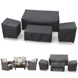 Akefit Gray Outdoor Furniture Cover Set 4-Piece Waterproof Patio Chair Loveseat Table Ottoman Protector - 1 of 4