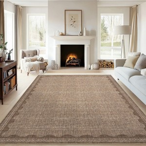 Washable Scalloped Rug Modern Neutral Living Room Rugs - 1 of 4