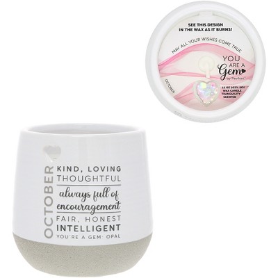 Pavilion Gift Company - October - 11 oz - 100% Soy Wax Reveal Candle with Birthstone Scent: Tranquility - Flame Candles