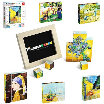 PICASSO-TILES 20 PC World Famous Paintings Magnetic Building Puzzle Cubes Set for Kids Ages 3+