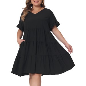 blue dress for baby girl HN Black Plus Size V-Neck Maxi Dress Spaghetti Straps Ruched A-Line Dr –  Hanna Nikole main image 0