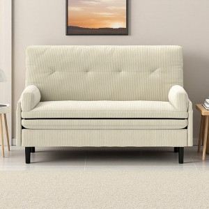 2-Seater Velvet Sleeper Sofa with Recliner & Foam Cushions - 1 of 4