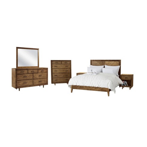 6pc Aurora Mid Century Bedroom Set Queen Brown Abbyson Living Target,Daily Bedroom Cleaning Checklist