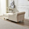 ORRD Velvet Chaise Lounge Chair with Storage, Pink Upholstered Sofa Bed with Gold Legs & Pillow for Living Room, Bedroom - 4 of 4