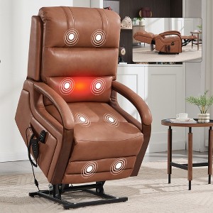 ChicFurnit Living Room Chair Arm Accent Chair Chenille / Leatheraire Power Lift Recliner with Massage Heat Dual Motor Elder Chair for Living Room - 1 of 4