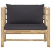 vidaXL Patio Sofa with Dark Gray Cushions Bamboo - 2 of 4