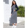 Womens Sweatshirts Dress Maxi Hoodie Dress Long Sleeve Sheath Dress Stripes Dress with Front Pocket - 3 of 4
