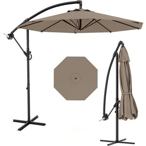 15Ft Rectangular Patio Umbrella with Base Large Patio Umbrella with Crank Handle, UV Resistant, Suitable for Outdoor Markets, Backyard, Poolside-Beige - 1 of 4