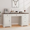 Vipbear 60" Rustic Executive Desk,Wood Computer Office Desk with Drawers & Cabinet, Large Capacity Home Office Desk Workstation for Home,Study,Work - 2 of 4