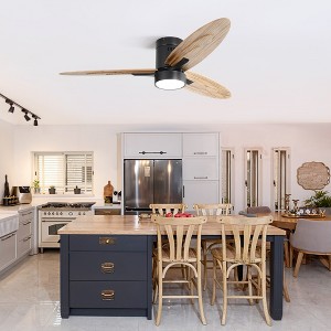 HOMLUX 56" Ceiling Fan with LED Light & Remote Control & Reversible Motor,Black - 1 of 4