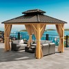 10 x 12 Feet Outdoor Metal Double Roof Canopy Hard Top Gazebo - 2 of 4
