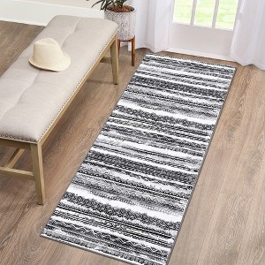 Boho Rug Machine Washable Area Rug Living Room Bedroom Rug, Dark Gray - 1 of 4