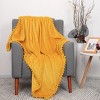 PiccoCasa Flannel Fleece Pompom Fringe Soft Plush Lightweight Blankets - 2 of 4