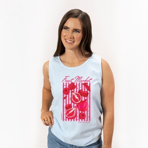 S.W.Smiley Fruit Market Pomegranate - Women's Garment Dyed Graphic Tank Top - 1 of 4