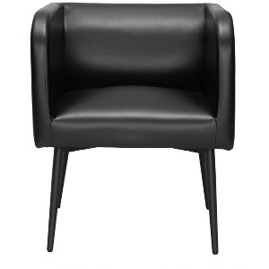 Dining Chair 29.3"H Black – Faux Leather Upholstered Seat with Black Steel Frame & Armrests by Zuo Modern - 1 of 4