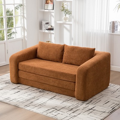 KWPZQEB Foldable Sofa Bed, Chenille Convertible Boneless Accent Chair w/ Pillow, 2 in 1 Folding Couch Bed, Portable Floor Sleeper Sofa for Living Room