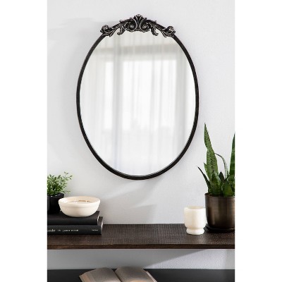 Arendahl 18" x 24" Black Ornate Oval Wall Mirror
