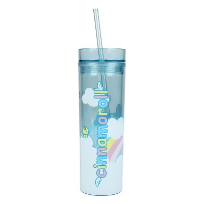 My Melody Character Face & Bow 16 Oz Transparent Pink Slim Acrylic Travel  Cup With Straw