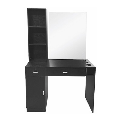 Fortune Candy 5.8-feet Barber Salon Station with Mirror and Shelf, Hair Styling Beauty Spa Storage Equipment