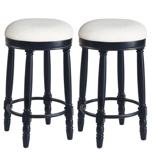 FONTOI 2PCS 360° Swivel Bar Stools, 26" Counter Height Stools with Upholstered Seat, Black, 17.5"*26.25"*17.5" - 1 of 4