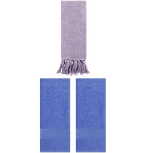 REGALWOVEN 3 Packs Solid Textured and Tassels Soft Absorbent Decorative Hand Towel - 1 of 4