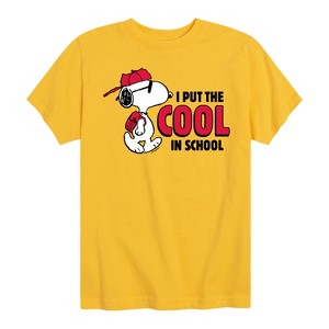 Boys' - Peanuts - Snoopy Joe Cool I Put The Cool In School Short Sleeve Graphic T-Shirt - 1 of 4