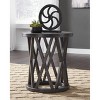 Sharzane Round End Table Taupe: Distressed Wood Accent, Transitional Design - Signature Design by Ashley - 2 of 4